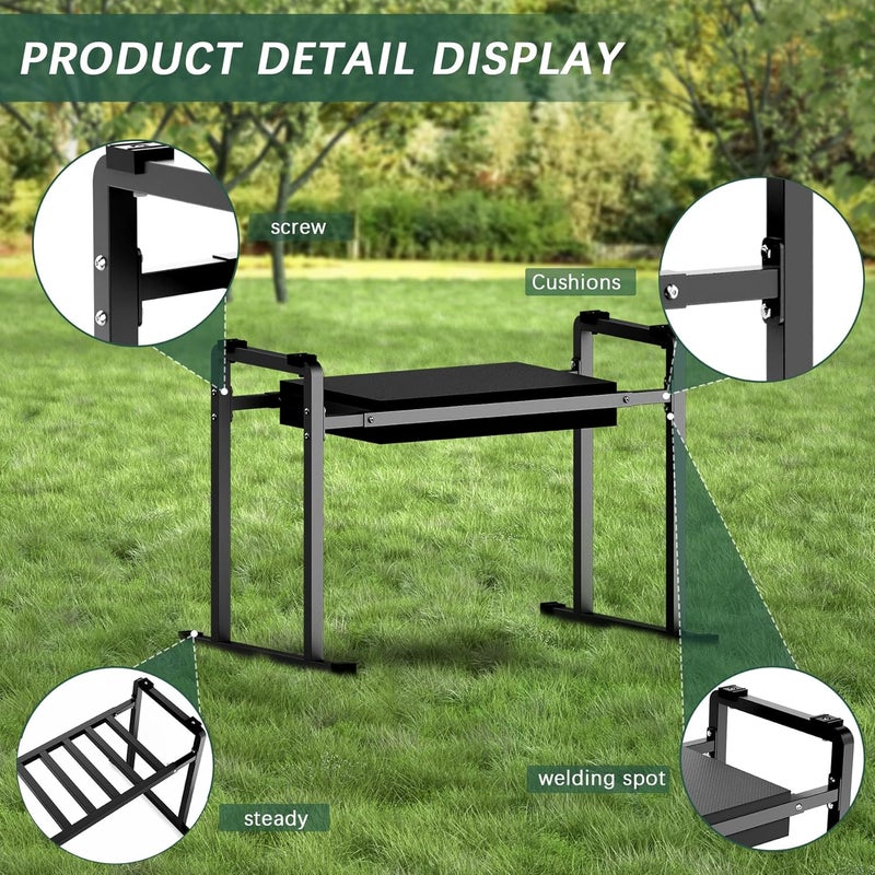 FLINTER Garden Kneelers Seat, Stable and Save Anti-Tipping Design 10.2" Wider Garden Kneeler and Seat with Handle, Heavy Duty Gardening Stool for Seniors, Gardening Weeding Bench for Gardeners Parents - Black - Image 5